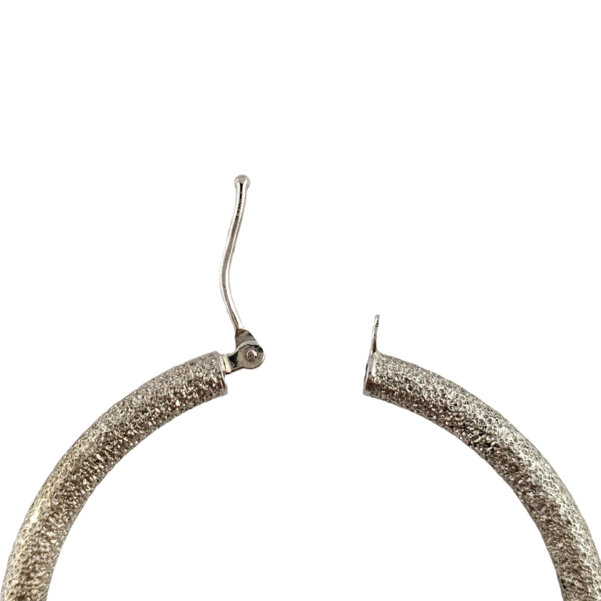 14k White Gold Large Sparkle Hoop Earrings For Sale 5