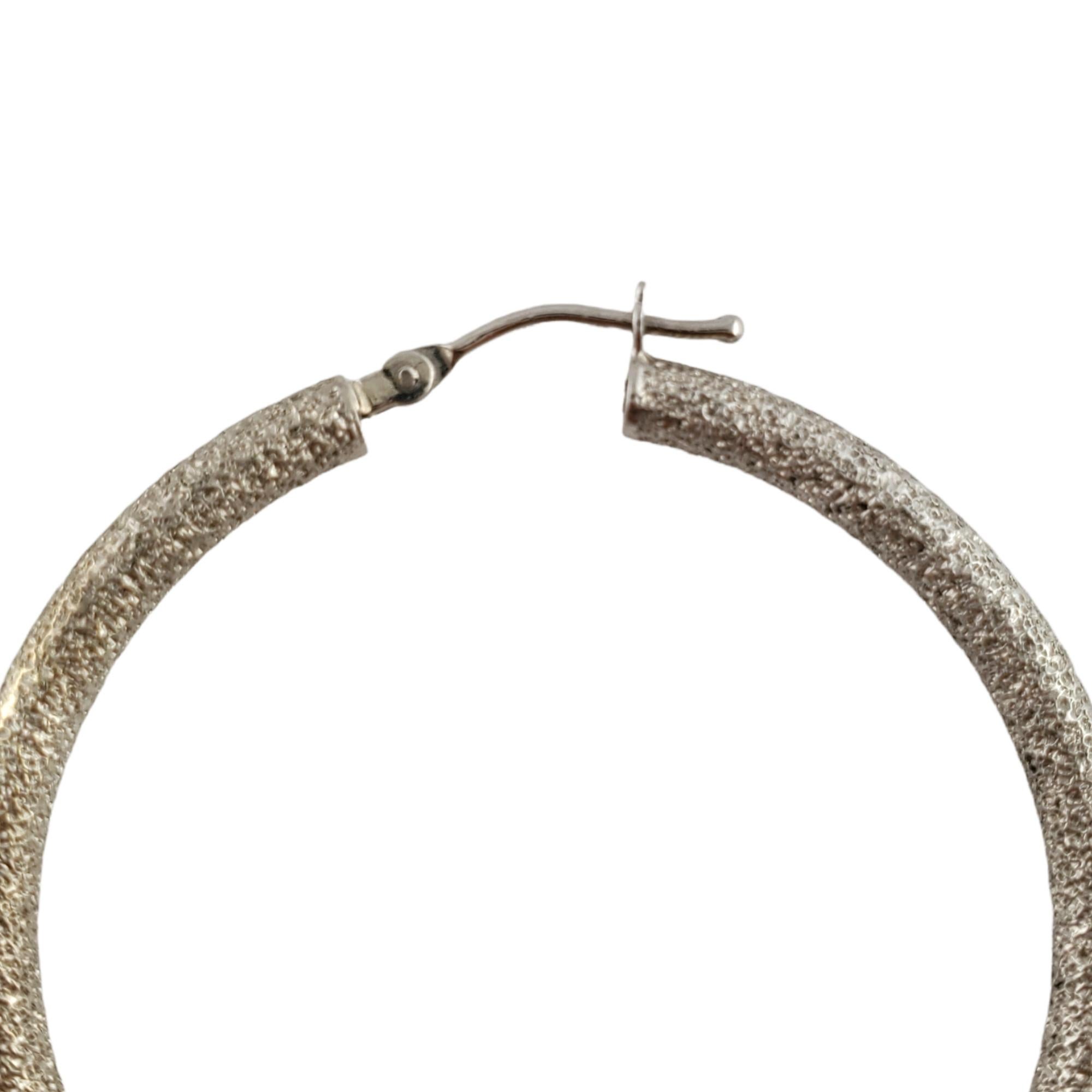 14k White Gold Large Sparkle Hoop Earrings For Sale 4