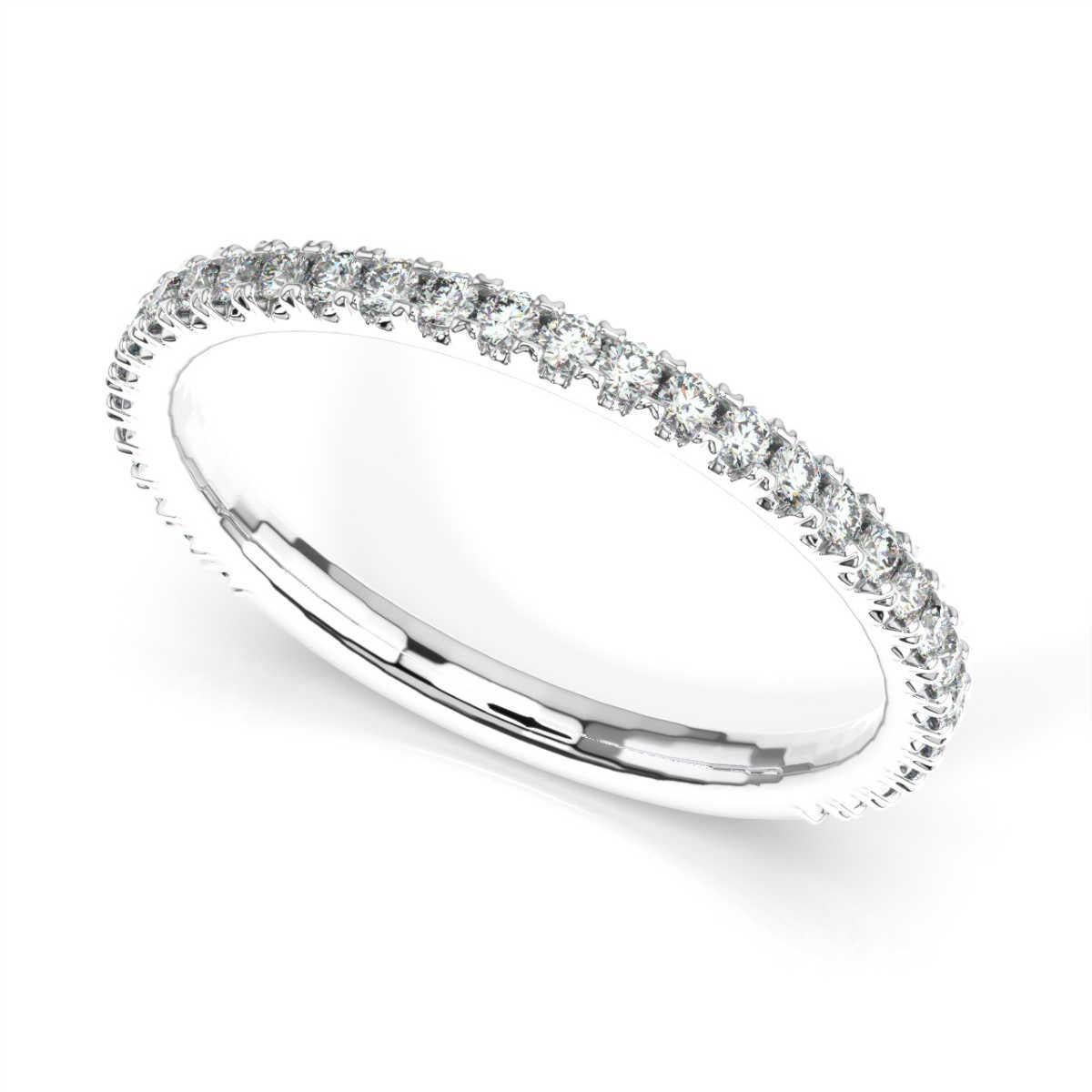 Taglio rotondo Anello Lauren French Pave in oro bianco 14 carati 