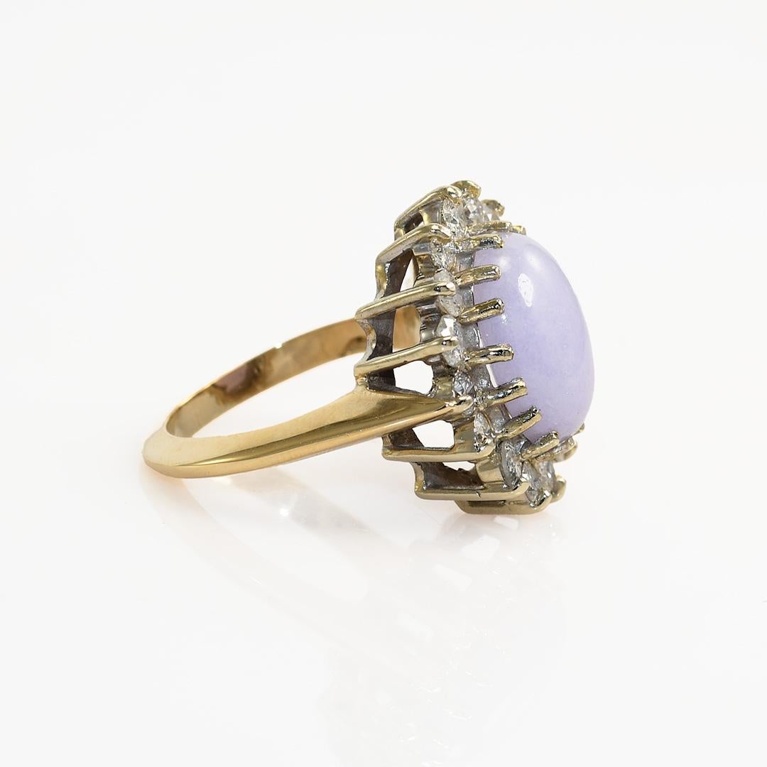 14K White Gold Lavendar Jade & Diamond Ring, 1.00tdw, 7.4g For Sale 1