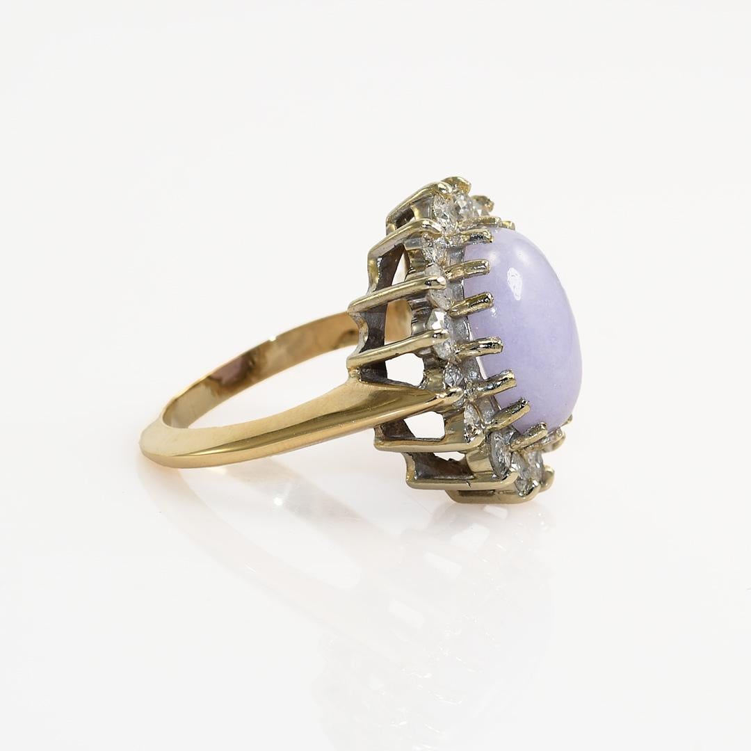 14K White Gold Lavendar Jade & Diamond Ring, 1.00tdw, 7.4g For Sale 2