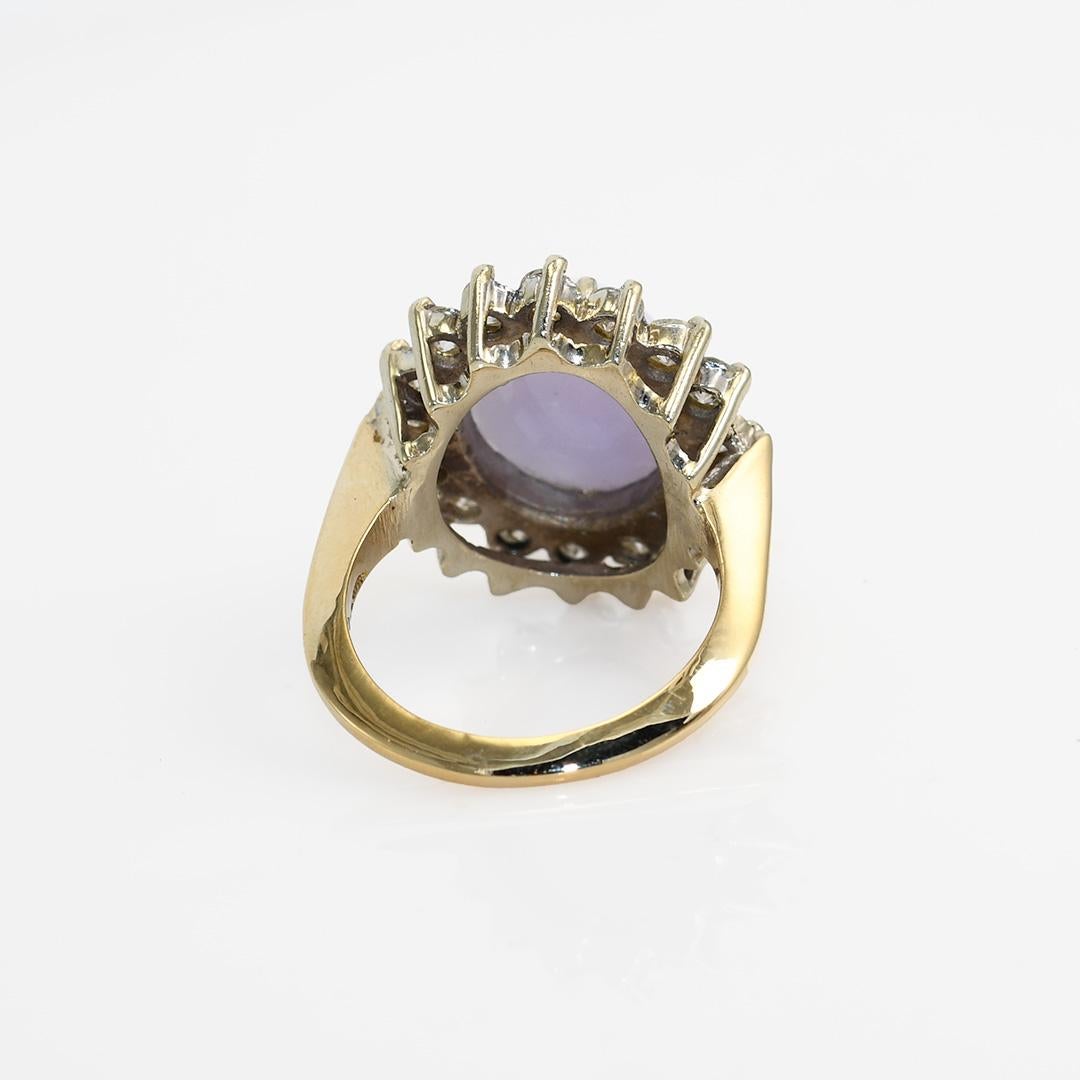 14K White Gold Lavendar Jade & Diamond Ring, 1.00tdw, 7.4g For Sale 3
