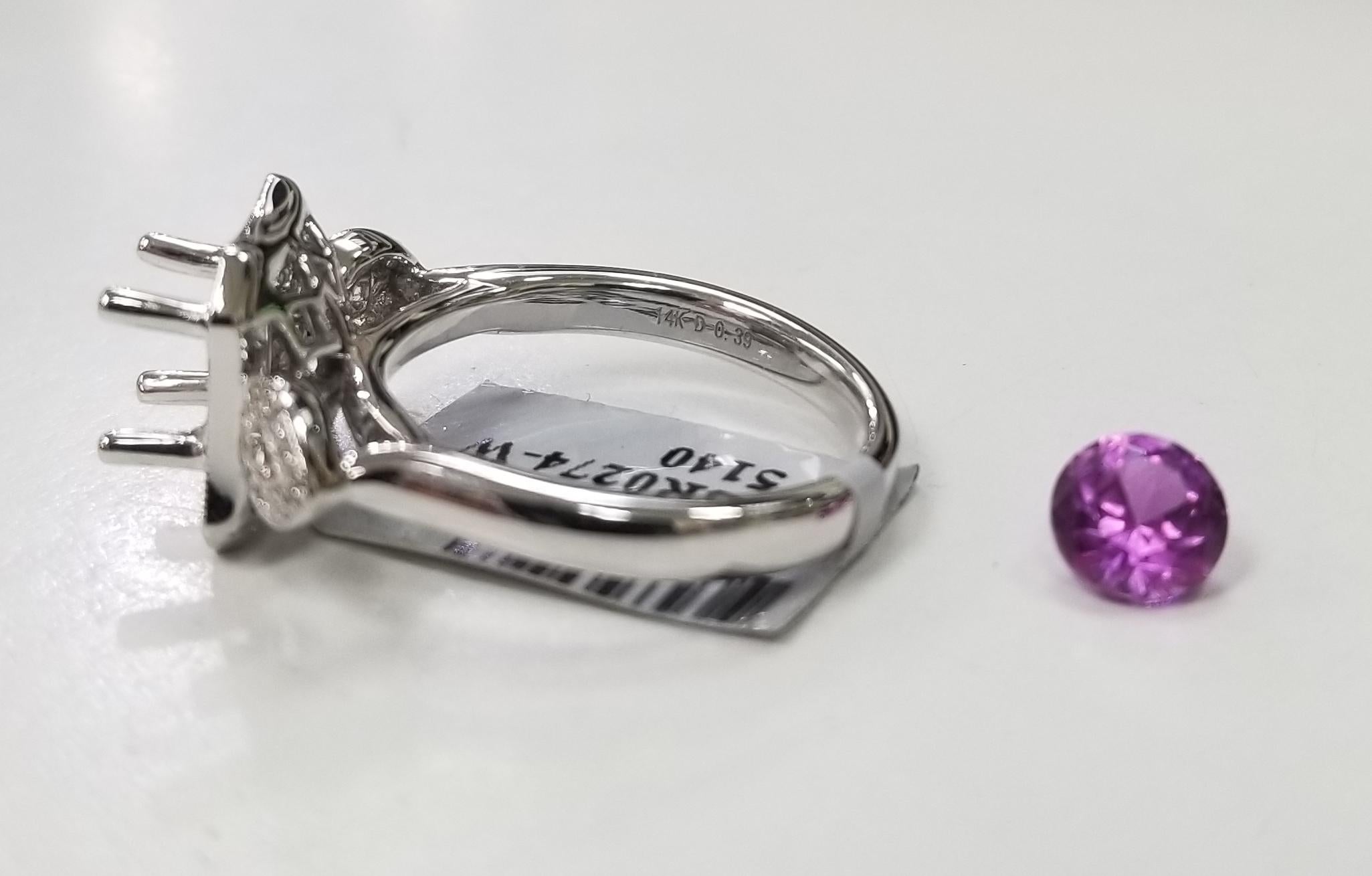 Contemporary 14 Karat White Gold Lavender Amethyst and Diamond Ring