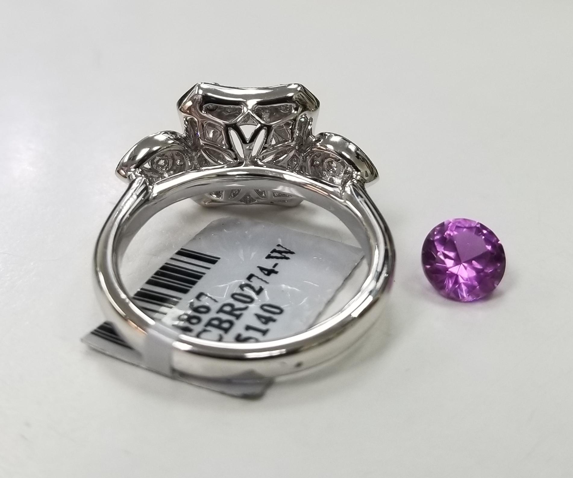 Round Cut 14 Karat White Gold Lavender Amethyst and Diamond Ring