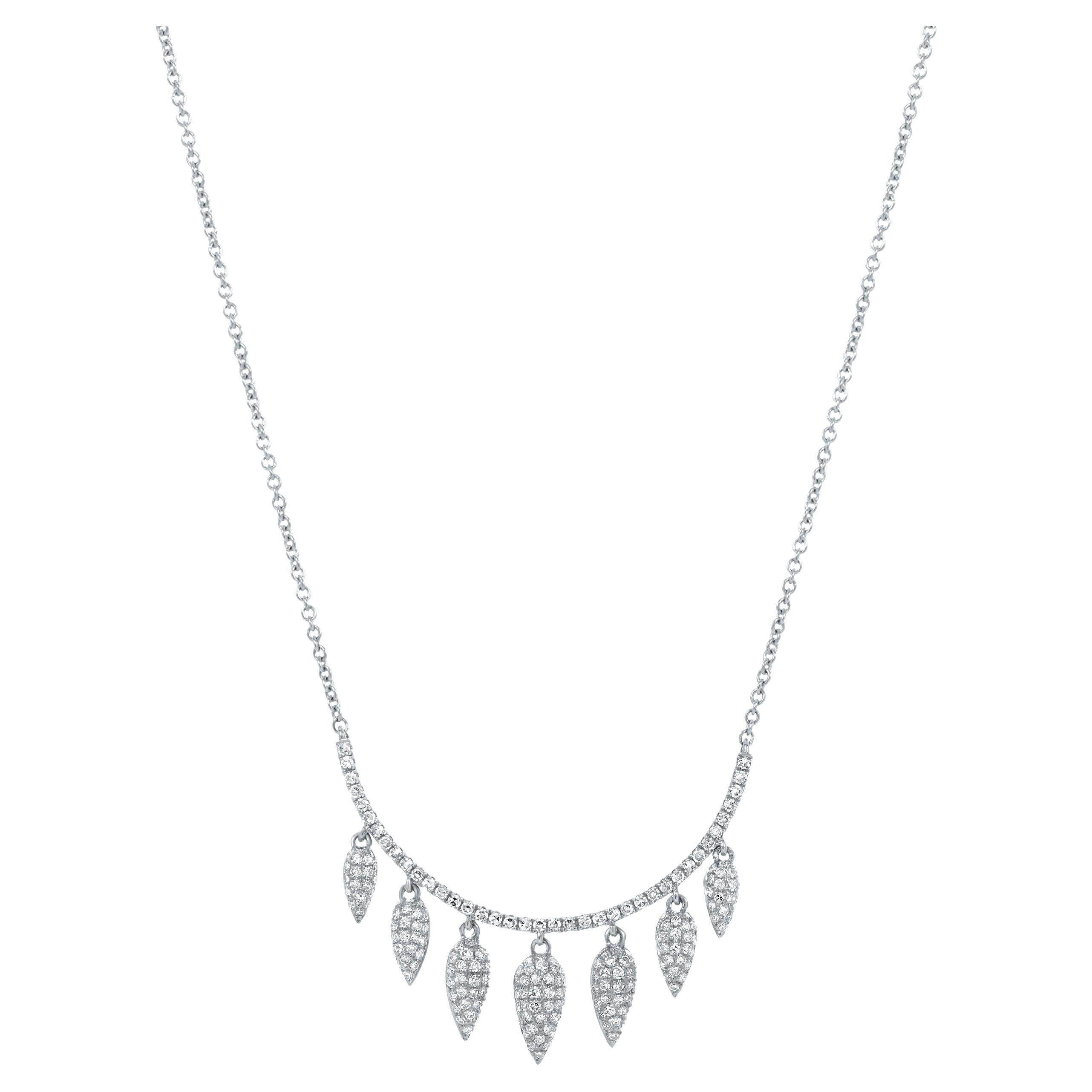  Luxle 0.56 CT Leaf Dangle Diamond Necklace 14K White Gold