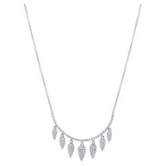 Luxle 0.56 CT Leaf Dangle Diamond Necklace 14K White Gold