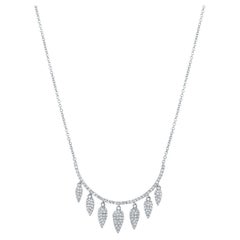  Luxle Collier de feuilles en or blanc 14 carats avec diamants 0,56 carat