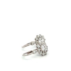 14K White Gold Leverback Earrings with 2.06 Carat Old European Cut GIA Diamonds