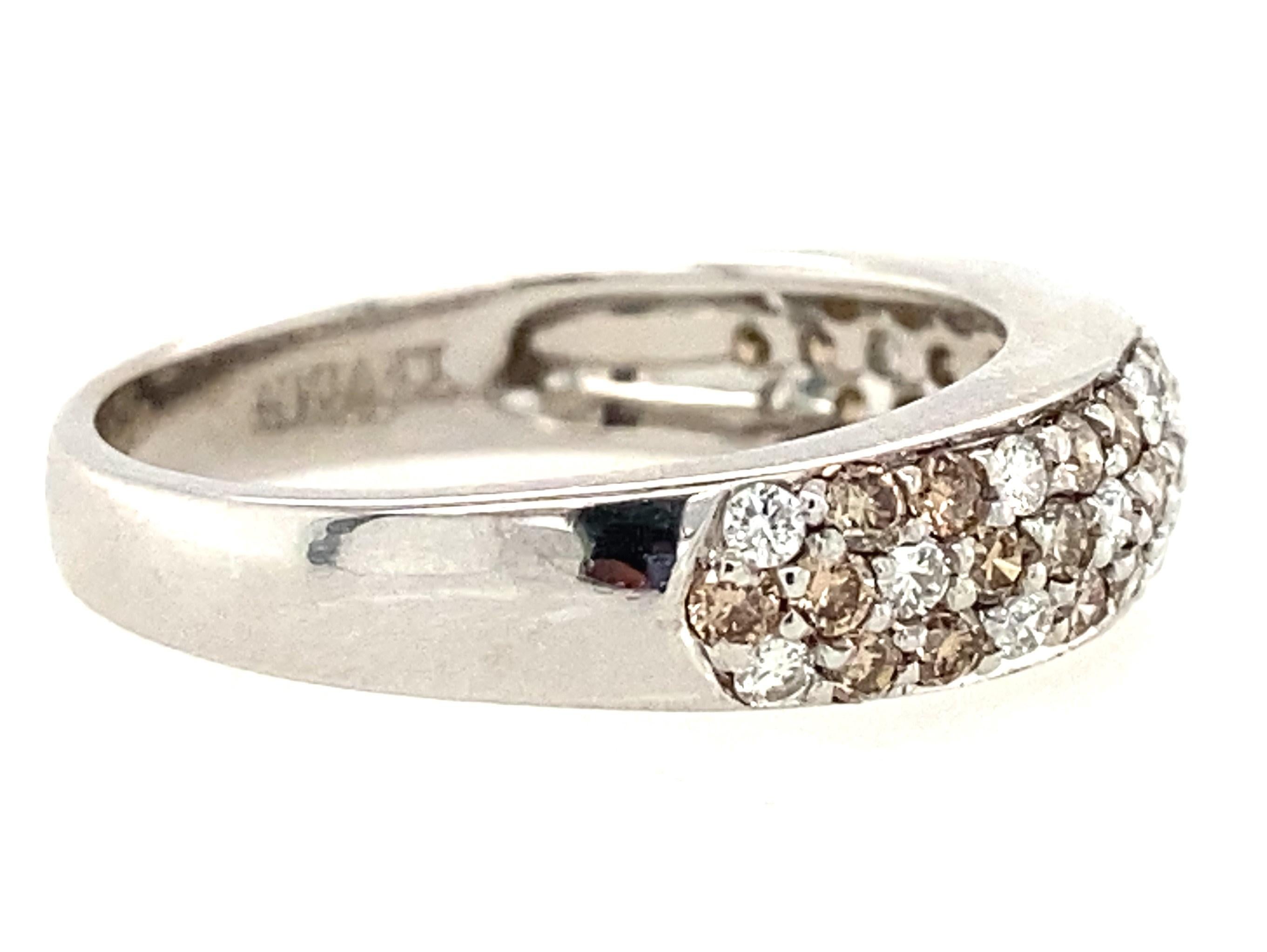 Brilliant Cut 14k White Gold LeVian 0.75TCW Champagne and White Diamond Flower Band For Sale