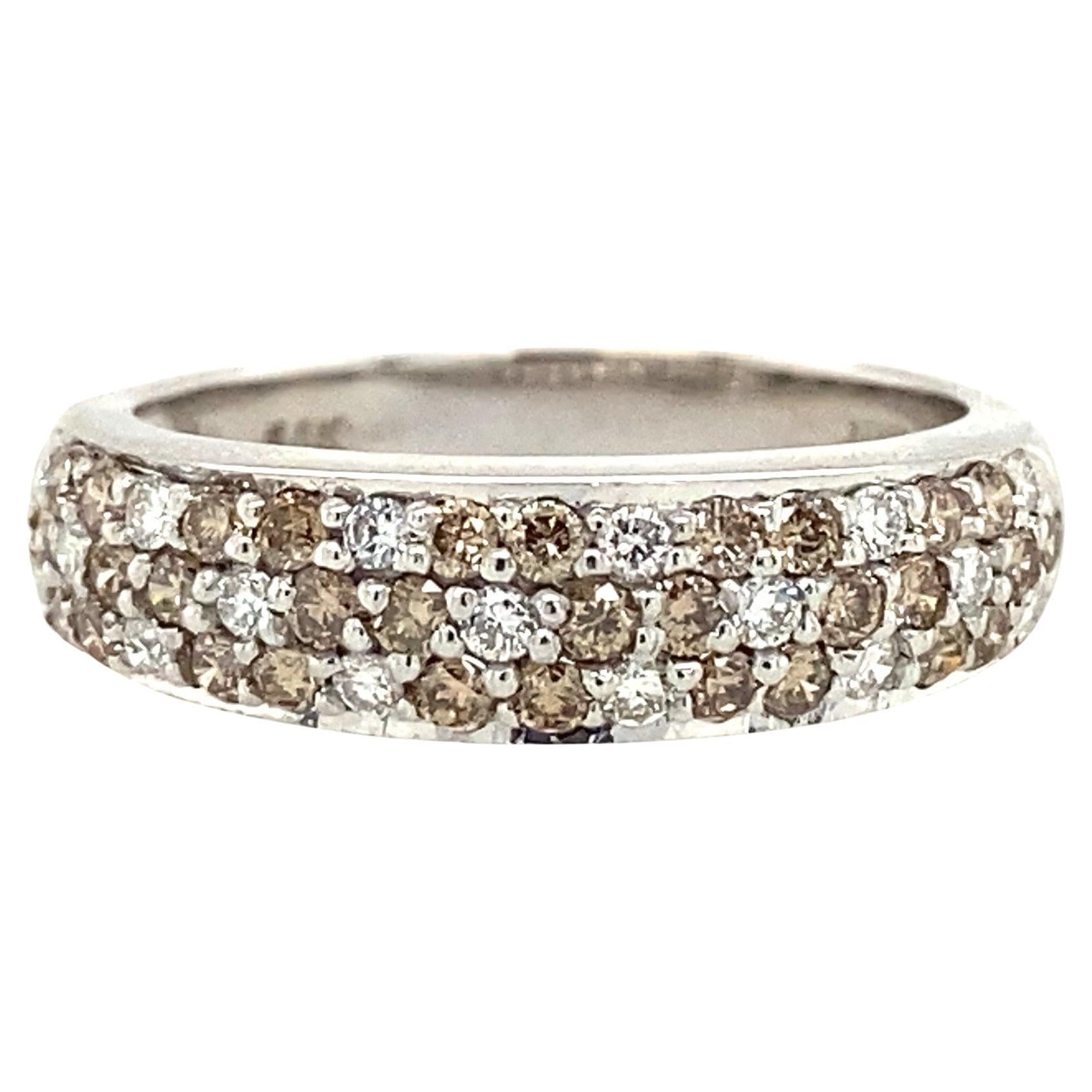 LeVian, bague fleur en or blanc 14 carats champagne et diamants blancs 0,75TCW en vente