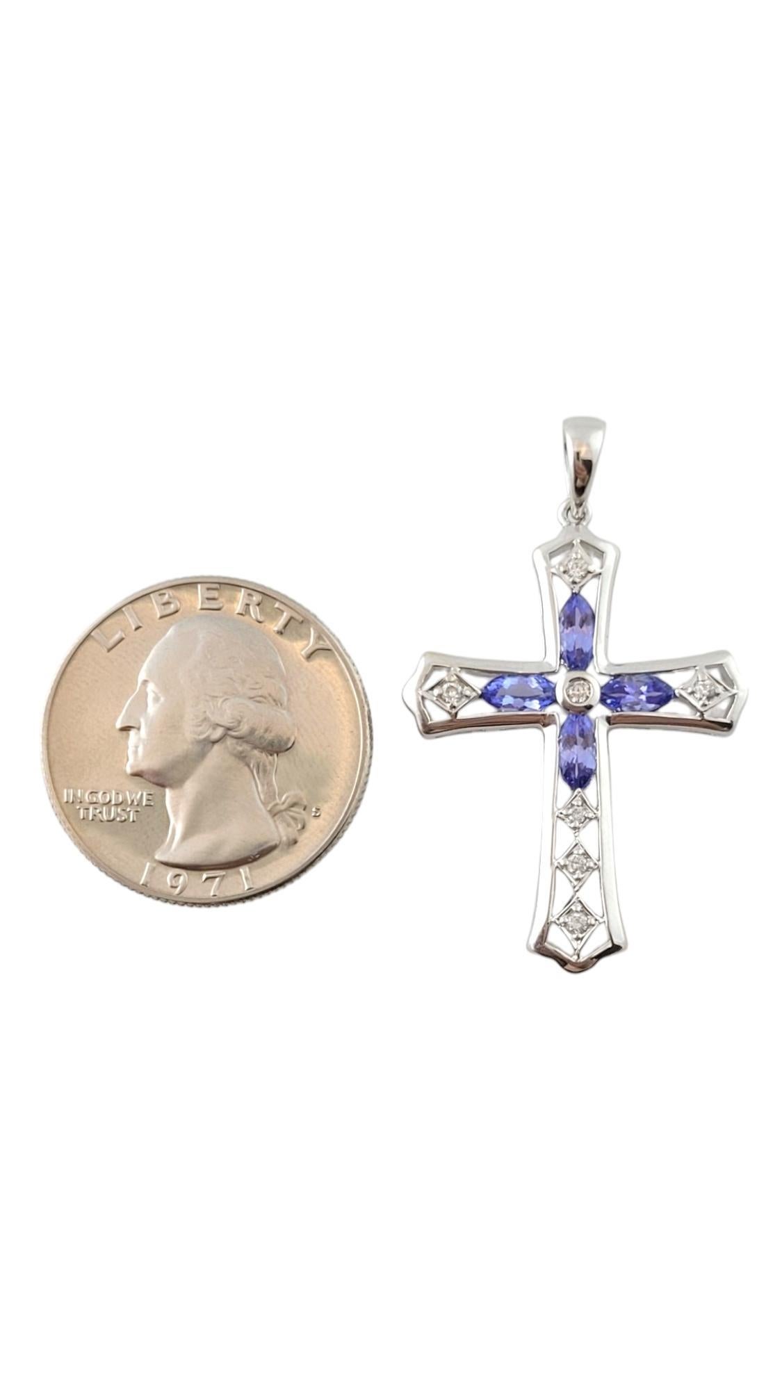 Brilliant Cut 14K White Gold Levian Tanzanite & Diamond Cross Pendant #16420