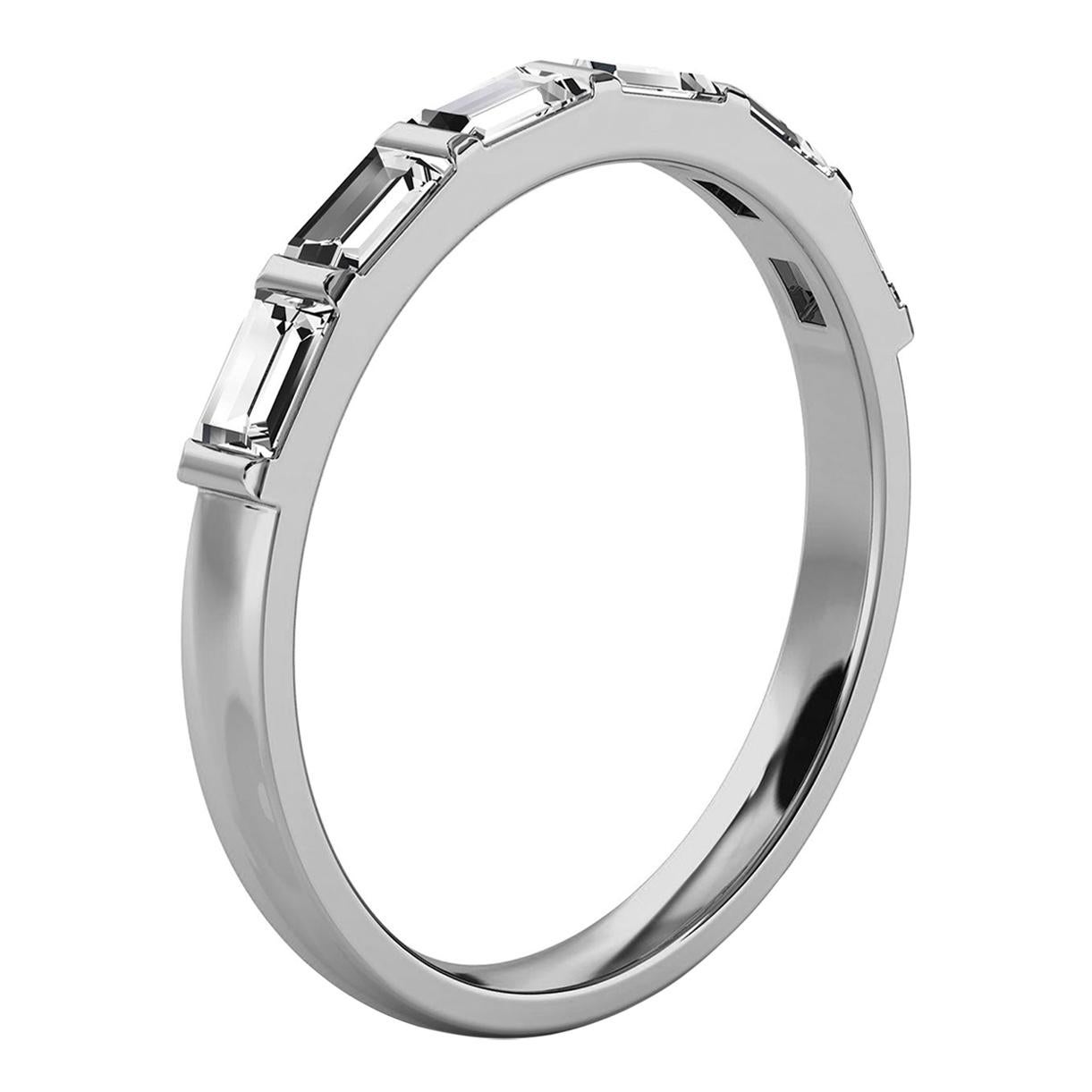 14k White Gold Lindie Baguette Organic Design Diamond Ring '1/2 Ct. Tw' For Sale
