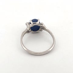 14K White Gold Lindy Star Sapphire & Diamond Ring, Vintage Design