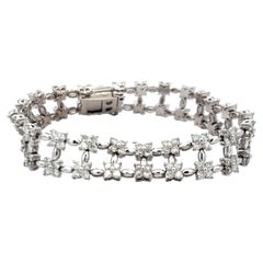14K White Gold Link Bracelet with 4.5 Carat Round I-VS Diamonds