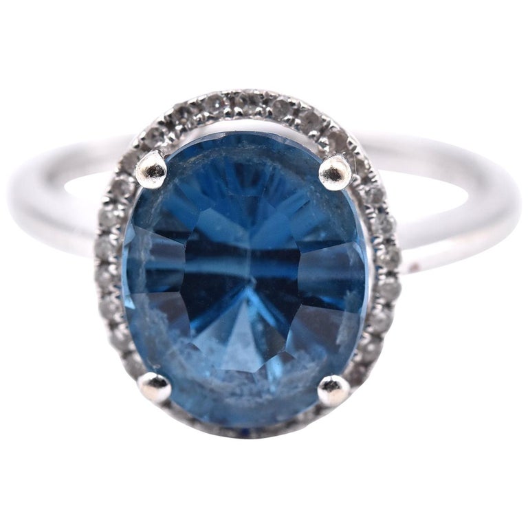 14 Karat Gold Plated Ring with Blue Topaz and Turquoise