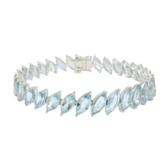 14K Weißgold Marquise Schliff Aquamarin Edelstein Tennisarmband