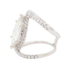 14k White Gold Marquise-Cut Diamond Halo Engagement Ring