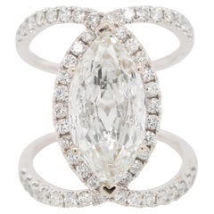 14k White Gold Marquise-Cut Diamond Halo Engagement Ring