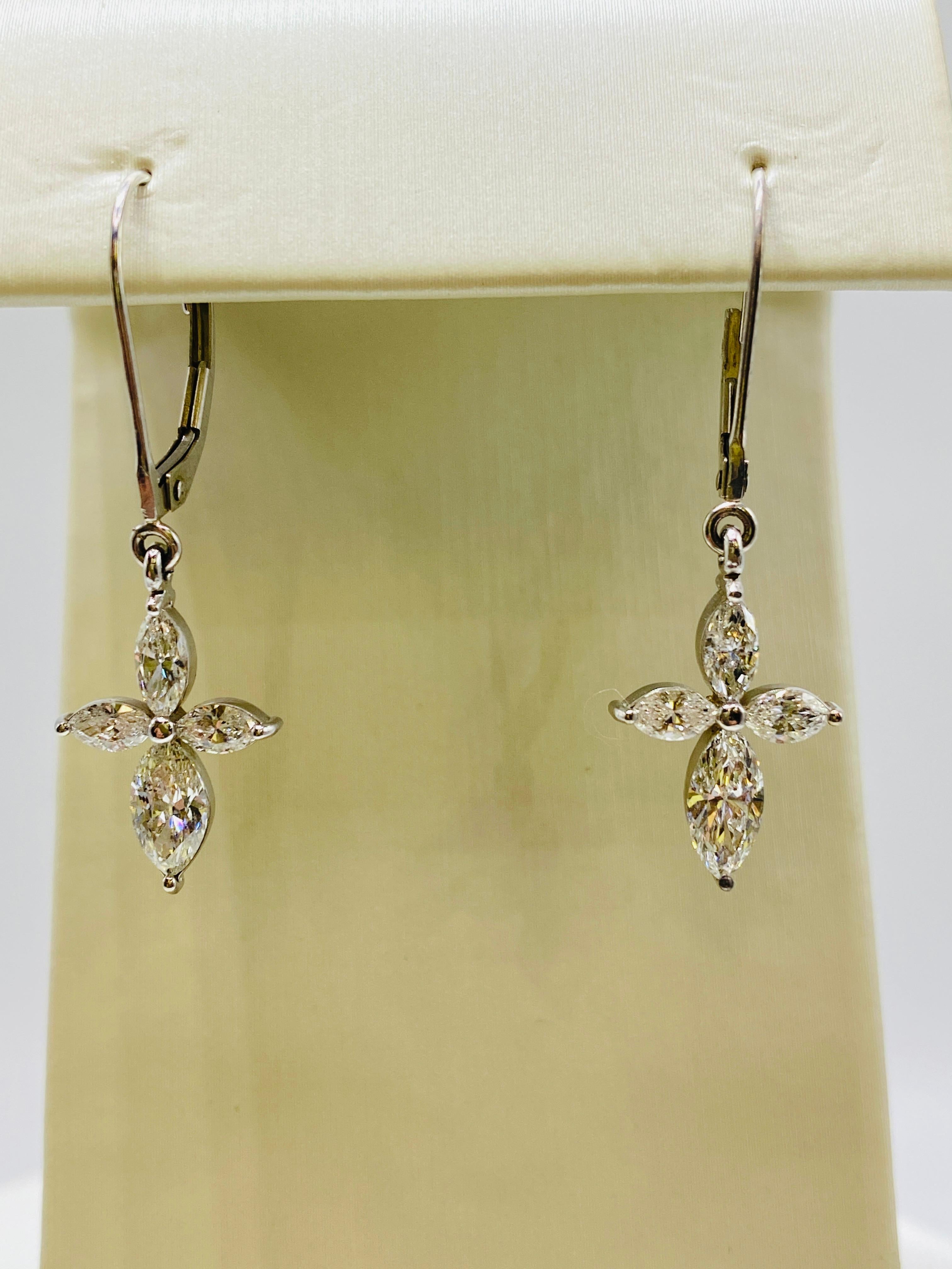 Marquise Diamond White Gold Earrings In New Condition For Sale In DALLAS, TX