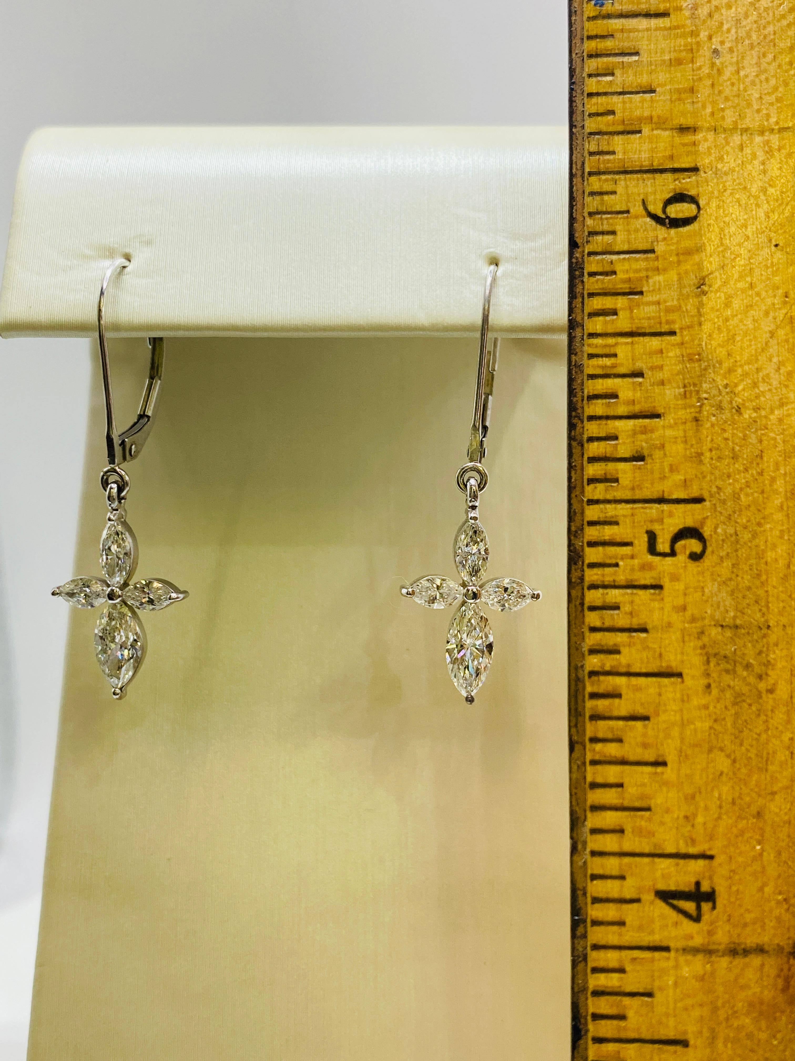 Marquise Diamond White Gold Earrings For Sale 1