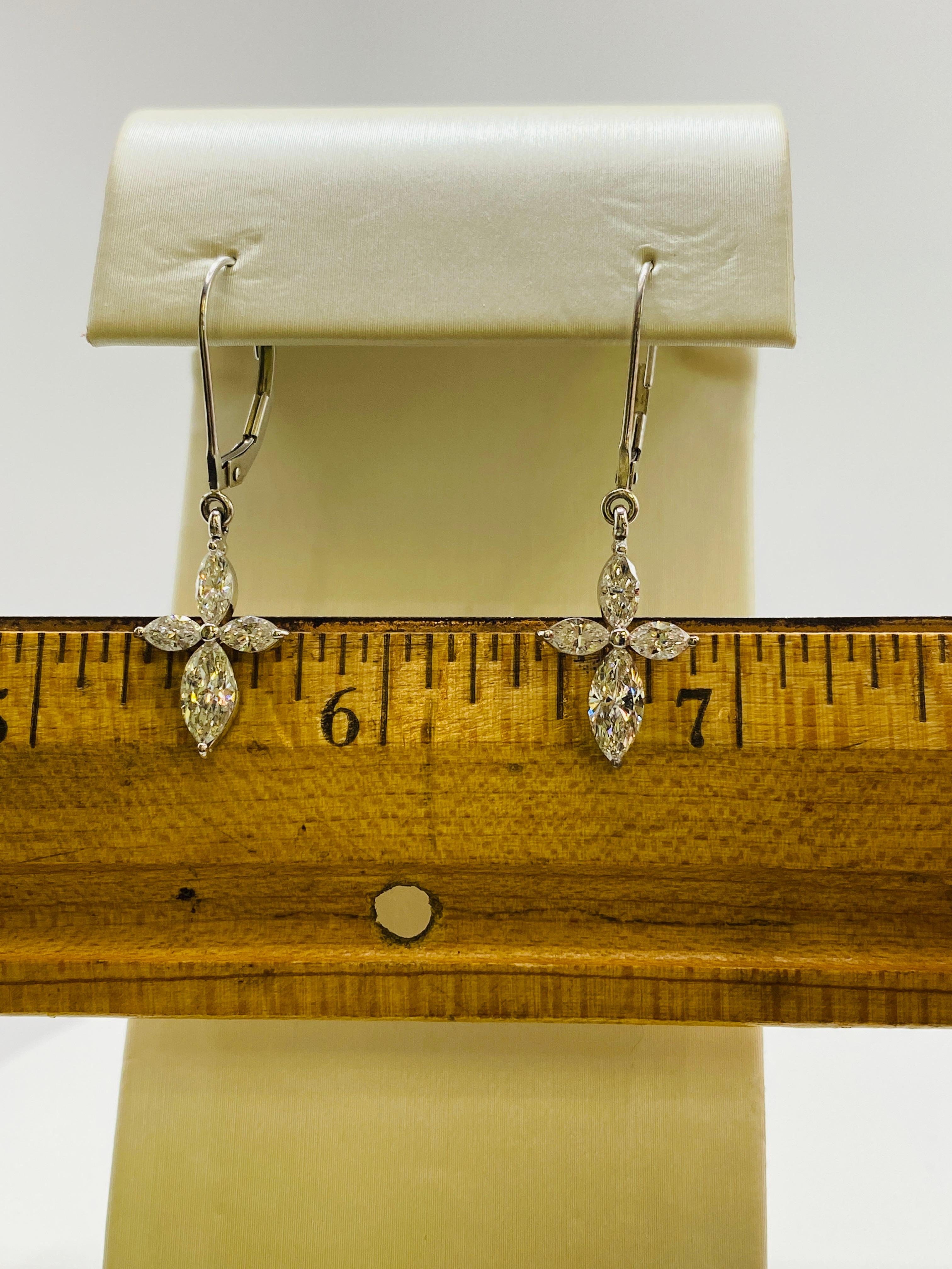 Marquise Diamond White Gold Earrings For Sale 2