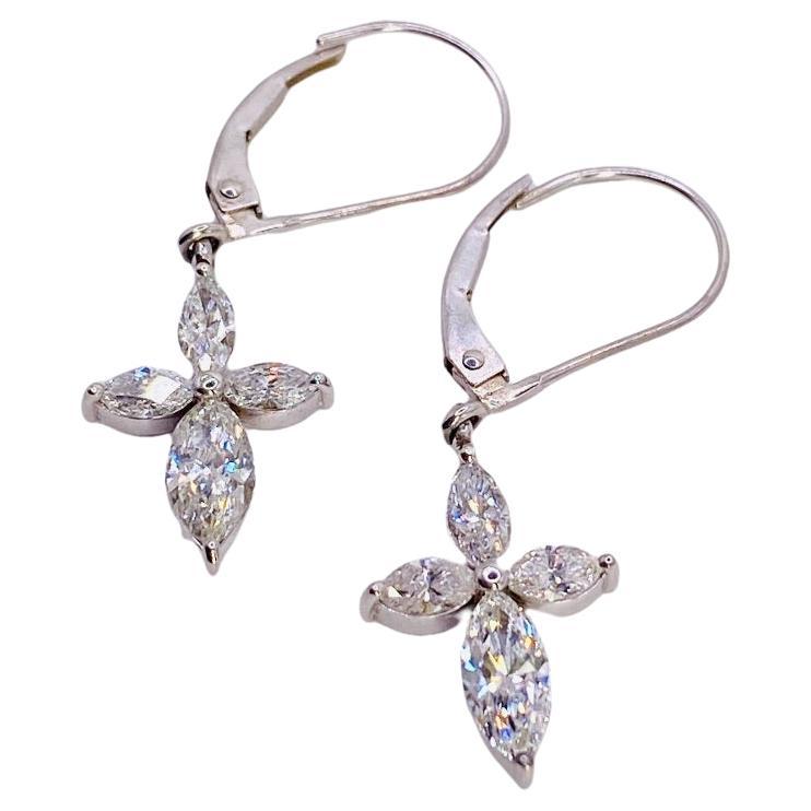 Marquise Diamond White Gold Earrings For Sale