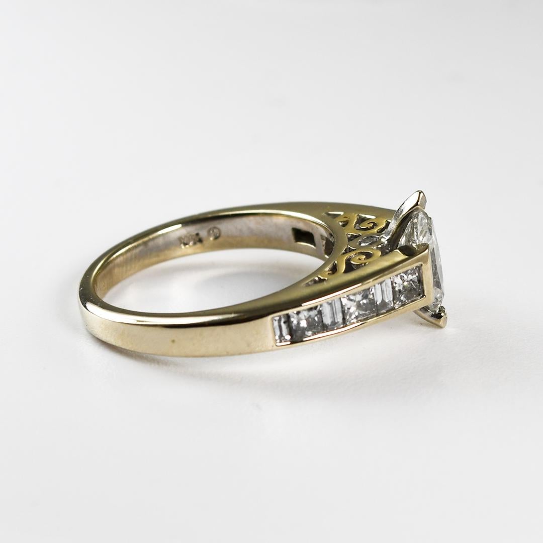 Marquise Cut 14K White Gold Marquise Diamond Engagement Ring 1.25ct For Sale