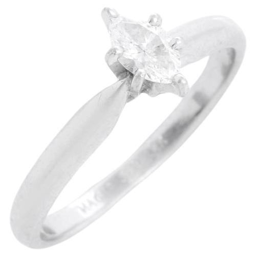 14K White Gold Marquise Magic Glo Kay Engagement Ring Size 7 For Sale