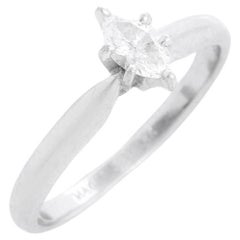 Used 14K White Gold Marquise Magic Glo Kay Engagement Ring Size 7