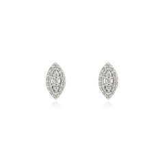 14k Weißgold Marquise-Cluster-Ohrstecker in Form eines runden Diamanten 0,11 Karat