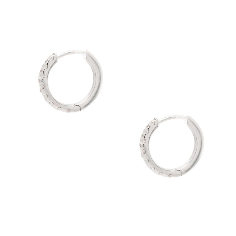 0.15ct Diamond Huggie Earrings In 9ct White Gold