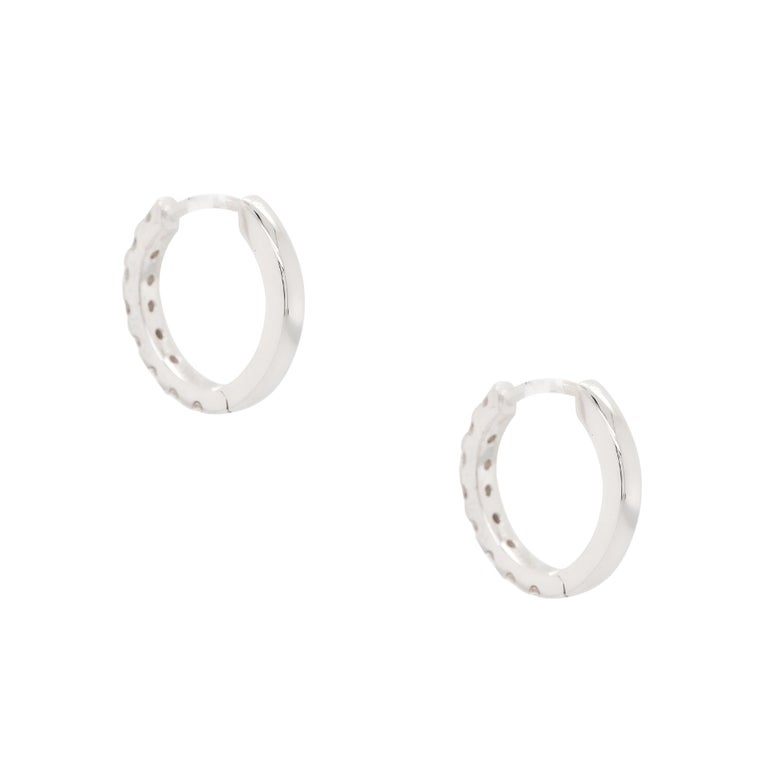 9ct White Gold 0.08ct Diamond Huggie Earrings