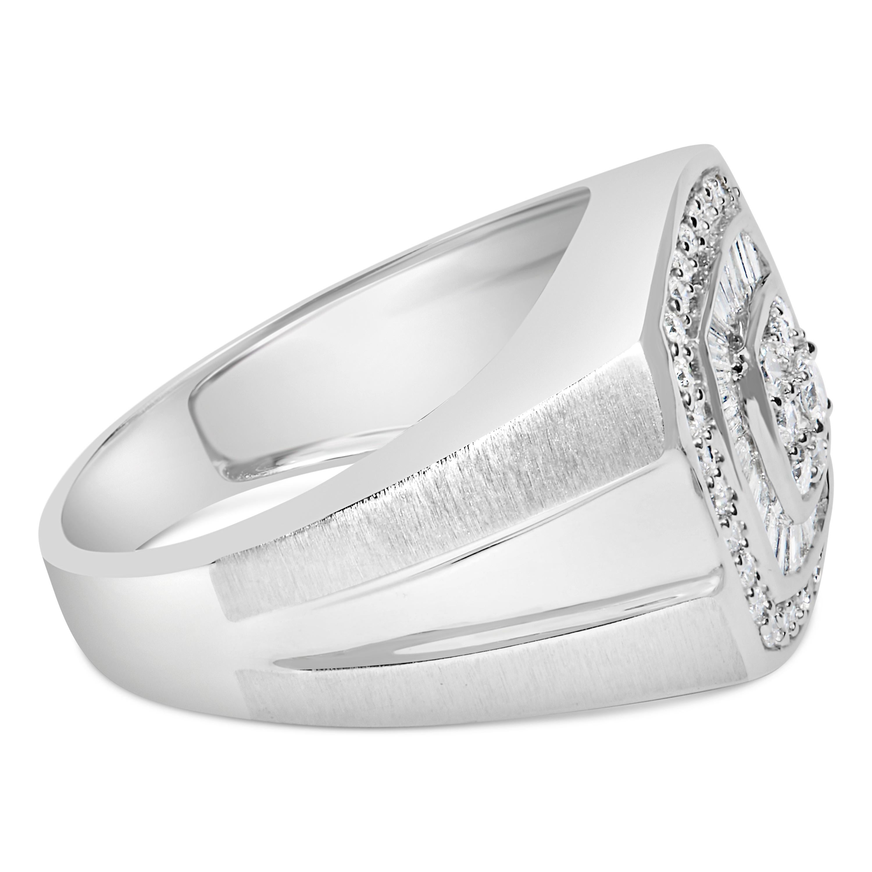 14K Weißgold Herrenbandring mit 1,0 Karat Diamanten () 2