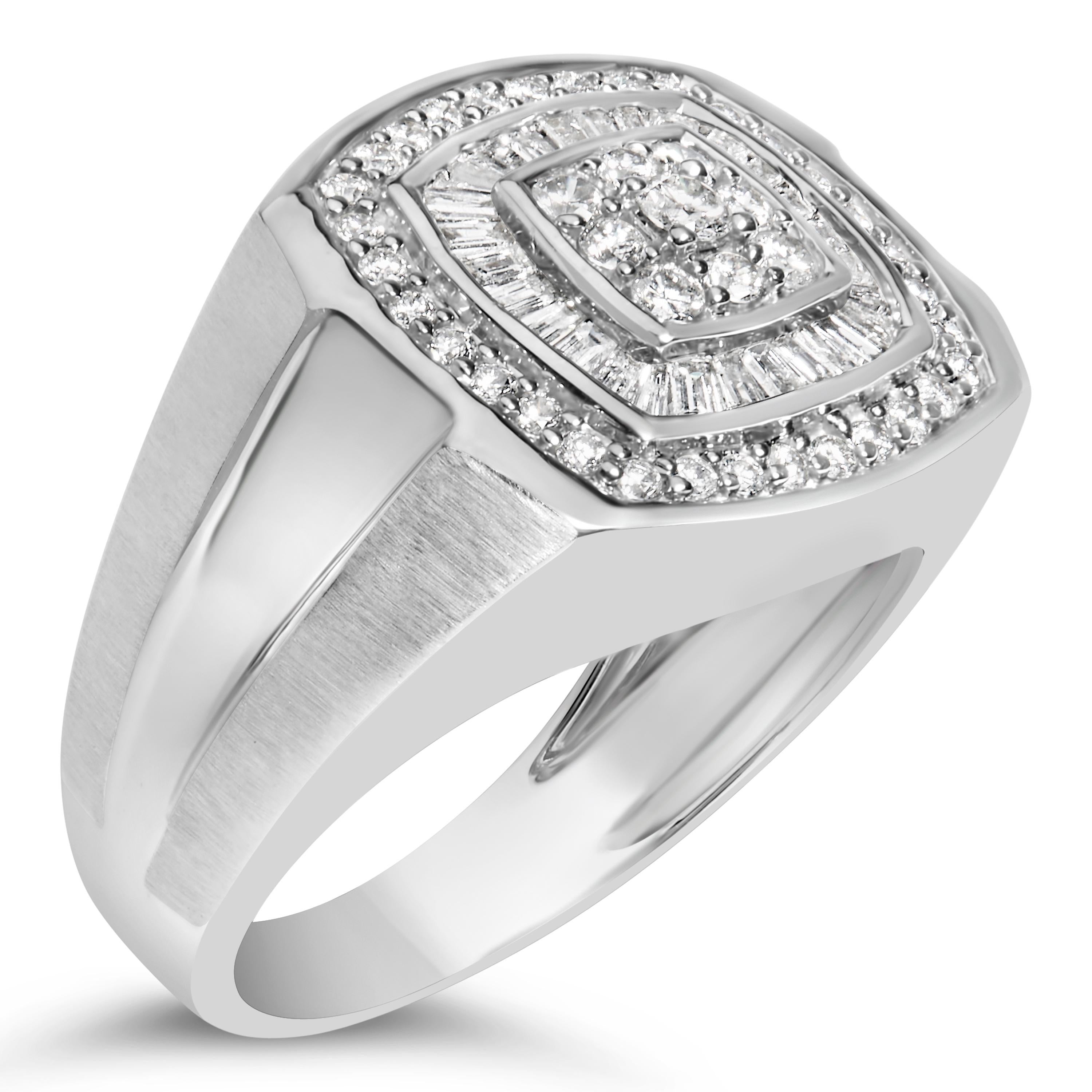 14K Weißgold Herrenbandring mit 1,0 Karat Diamanten () 3