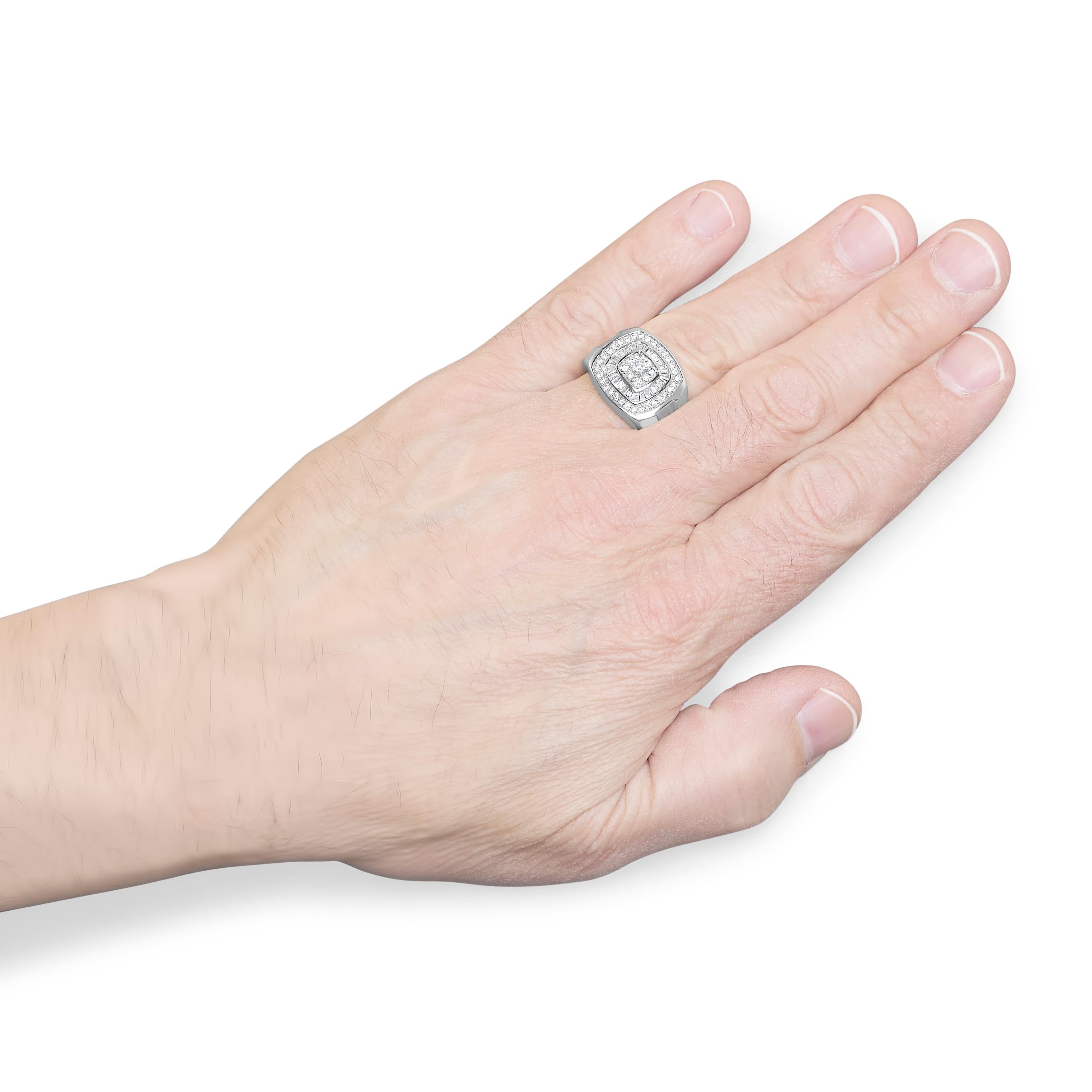 14K Weißgold Herrenbandring mit 1,0 Karat Diamanten () 5