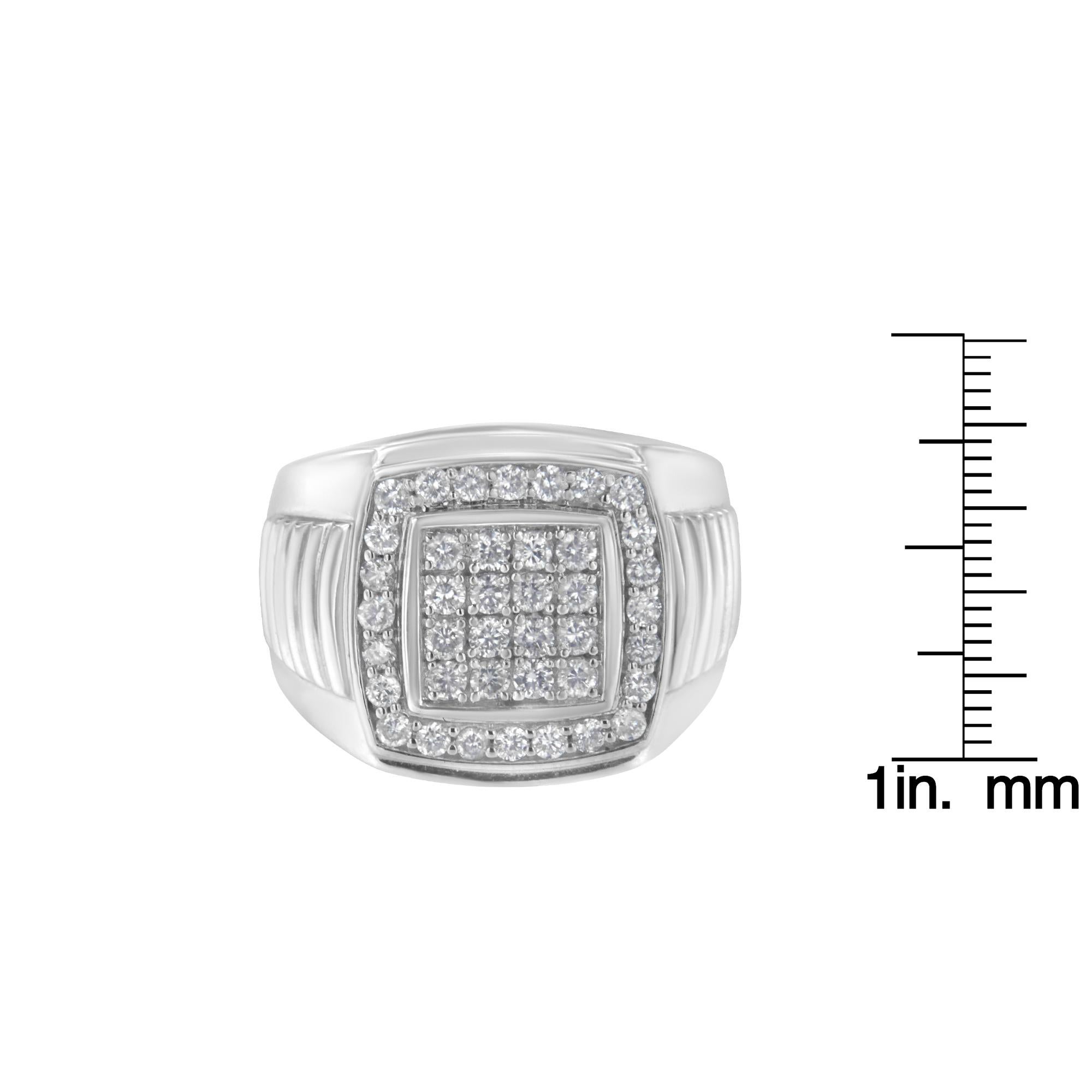 14K White Gold Men's 1.0 Cttw Diamond Squared Band Ring 4