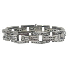 14K White Gold Men's 5 CTW Diamond Fancy Link Bracelet