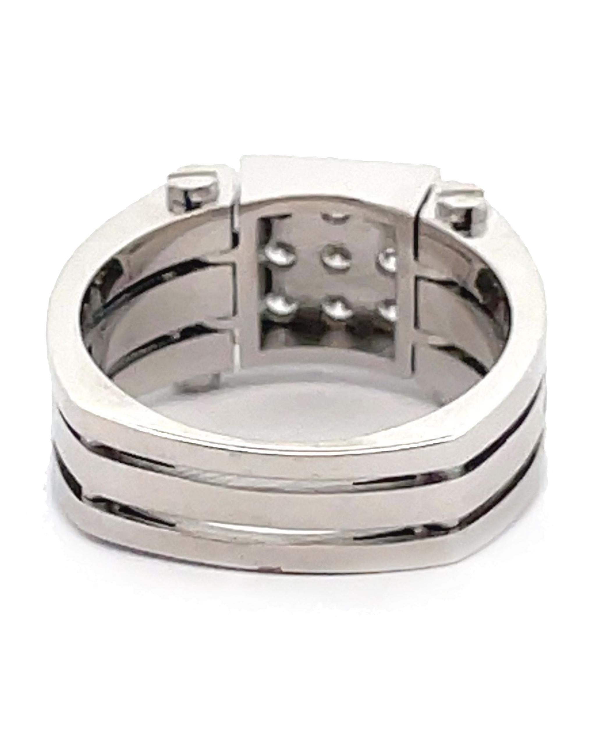 Contemporary 14K White Gold Men's Diamond Ring For Sale
