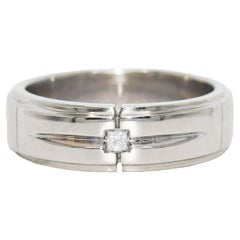 14K White Gold Men's Diamond Wedding Band 13.6g, 0.08ct