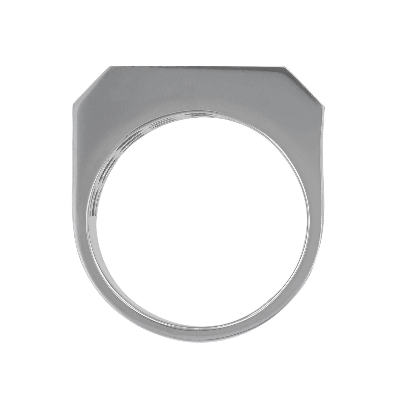 Modern 14K White Gold Men's Pave' Diamond Square Ring, 1.90 Carat  For Sale