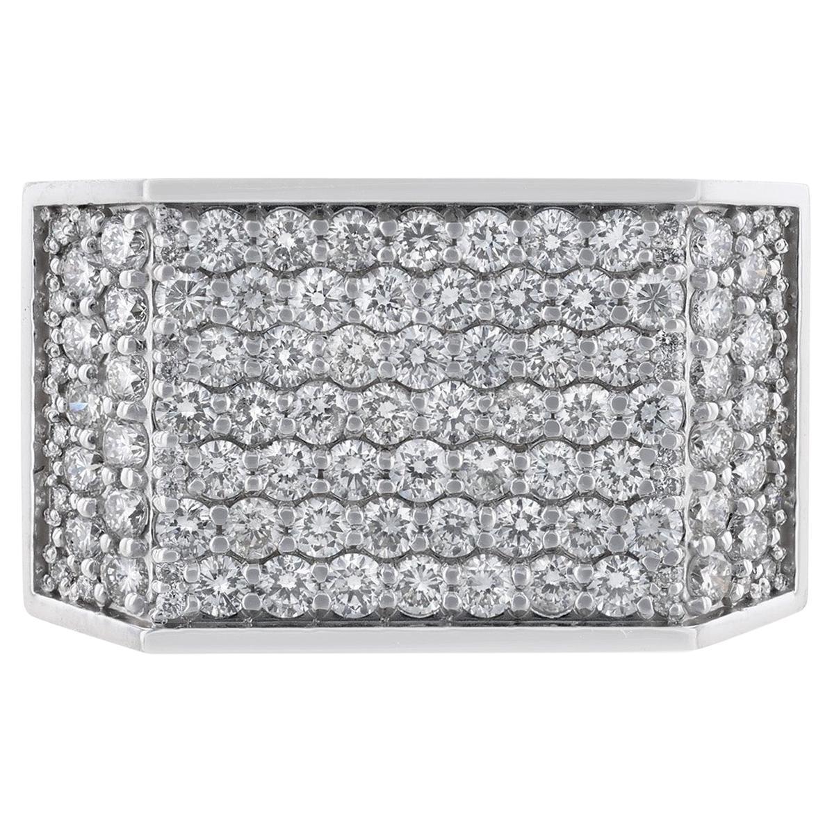 14K White Gold Men's Pave' Diamond Square Ring, 1.90 Carat  For Sale