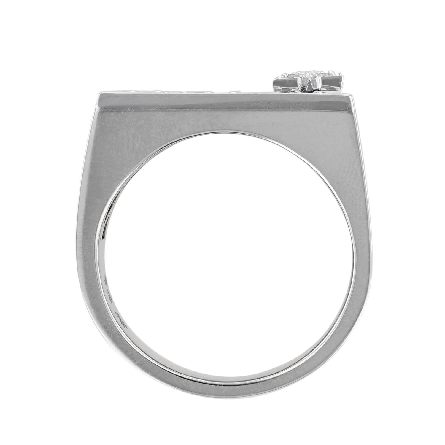 Anillo de oro blanco de 14 quilates para hombre Pave' Bandera de Texas, zafiro azul, rubí, diamante Corte redondo en venta