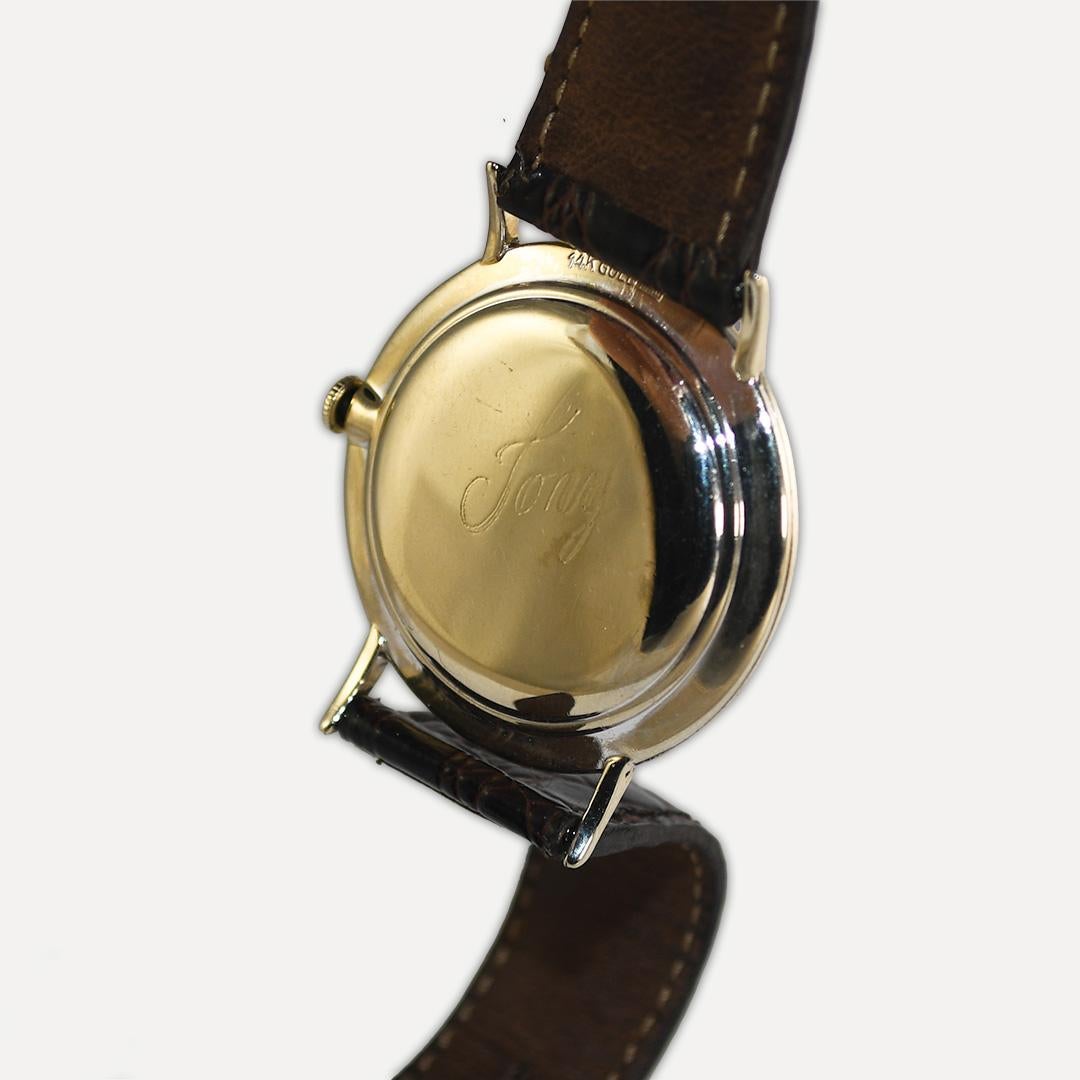 14K White Gold Men's Vintage Longines Diamond Dial Watch For Sale 2