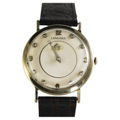 14K White Gold Men's Vintage Longines Diamond Dial Watch