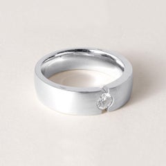 14K White Gold Men's Wedding Band 0.30 Carat Flush Set Diamond