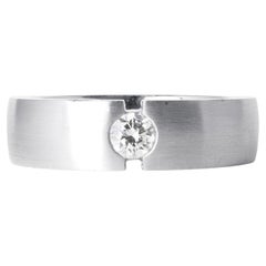 14K White Gold Men's Wedding Band 0.30 Carat Flush Set Diamond