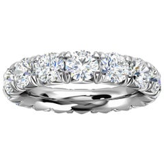 Mia French, bague d'éternité en or blanc 14 carats avec pavé de diamants 4 carats « Tw »