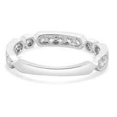 14K White Gold Milgrain Bar Bezel Diamond Band