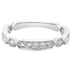 14K White Gold Milgrain Bar Bezel Diamond Band