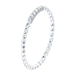 14K White Gold Minimalist Breaded Organic Design Diamond Ring 0.05 Carat
